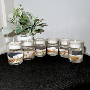 Kate Aspen | Coastal Glass Tabletop Tea Light Candle Holder, Set of 6
